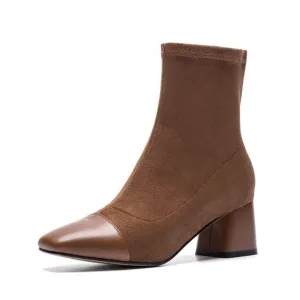 Trendy Color Block Short Ankle Boots