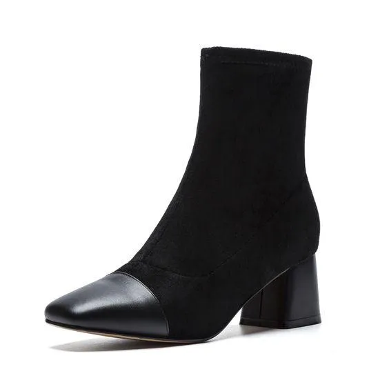 Trendy Color Block Short Ankle Boots