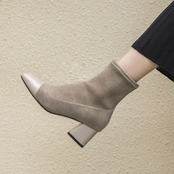 Trendy Color Block Short Ankle Boots