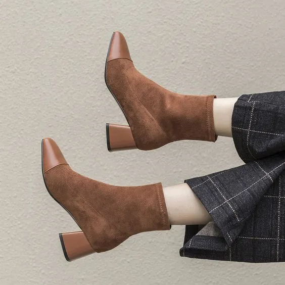 Trendy Color Block Short Ankle Boots