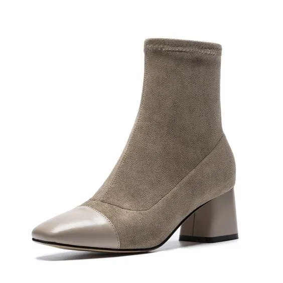 Trendy Color Block Short Ankle Boots