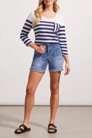 Tribal Audrey Fit Denim Shorts With Patch Pocket
