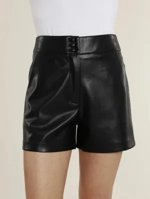Triple Button Faux Leather Shorts