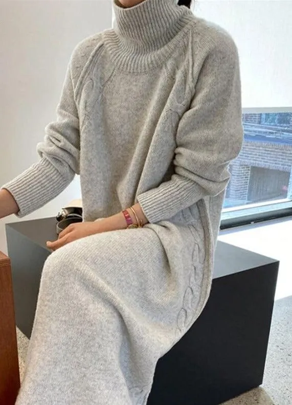 Turtleneck Full Sleeve Oversized Knit Dress