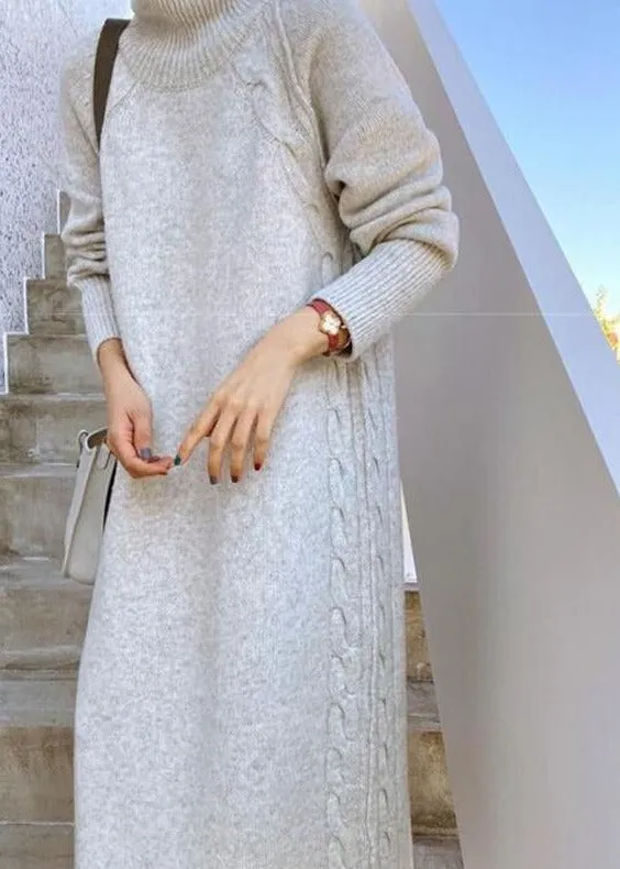 Turtleneck Full Sleeve Oversized Knit Dress