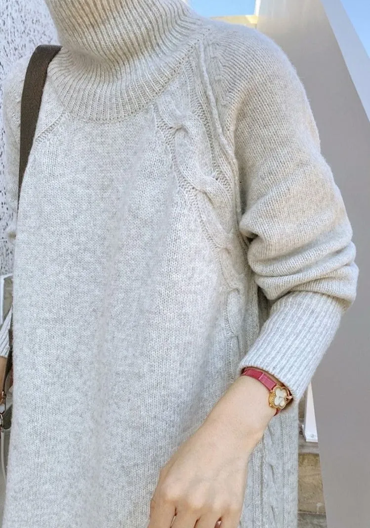 Turtleneck Full Sleeve Oversized Knit Dress