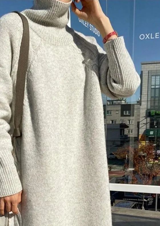 Turtleneck Full Sleeve Oversized Knit Dress