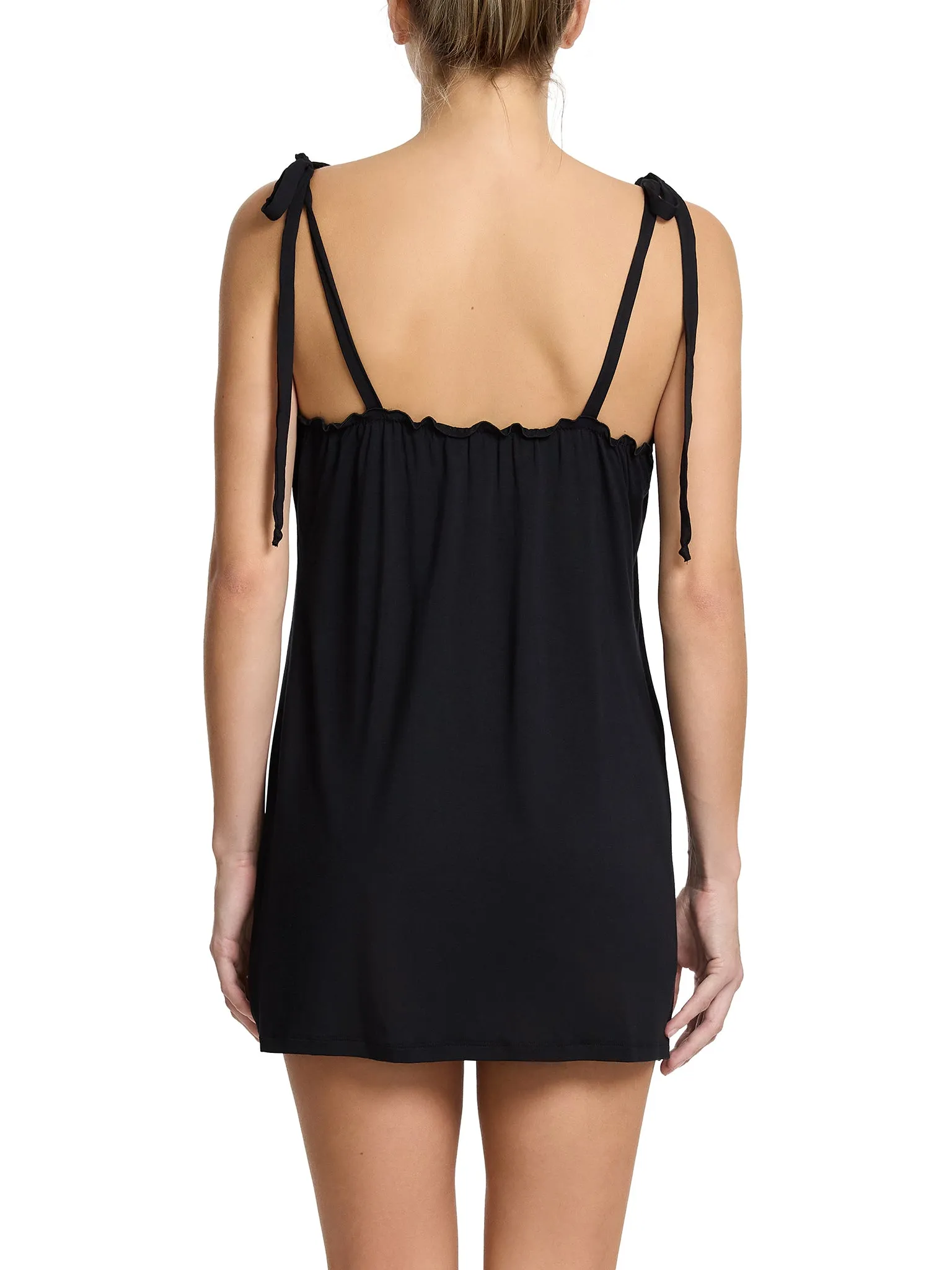 Unwind Ruffle Chemise Black
