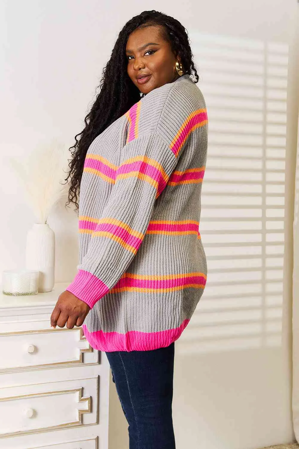Valerie Woven Right Ribbed Long Sleeve Cardigan