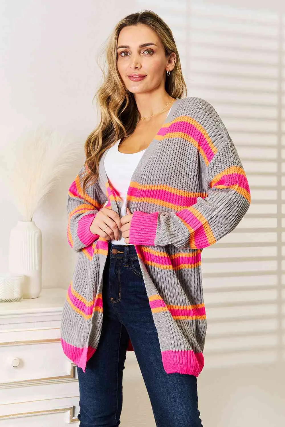 Valerie Woven Right Ribbed Long Sleeve Cardigan