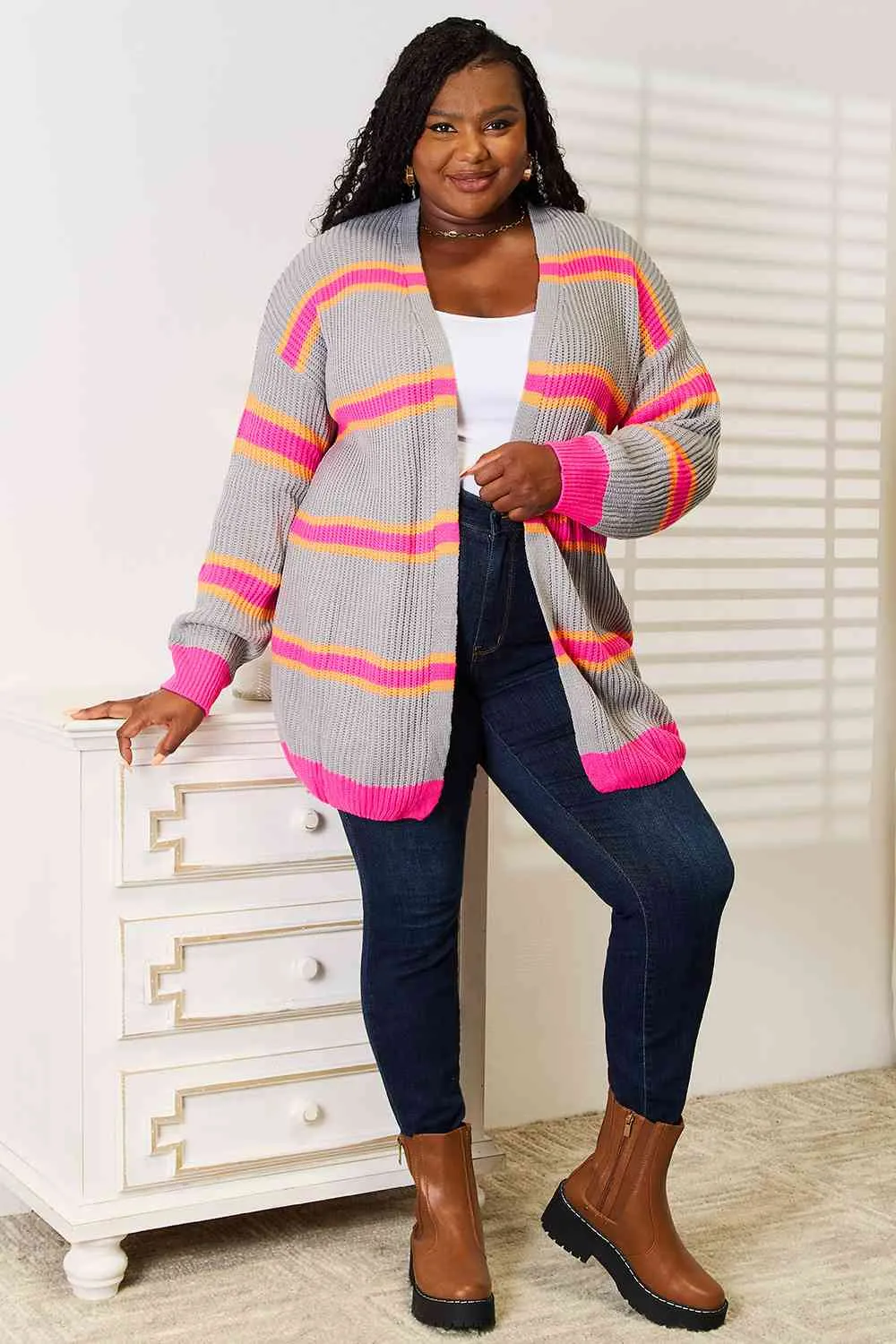 Valerie Woven Right Ribbed Long Sleeve Cardigan