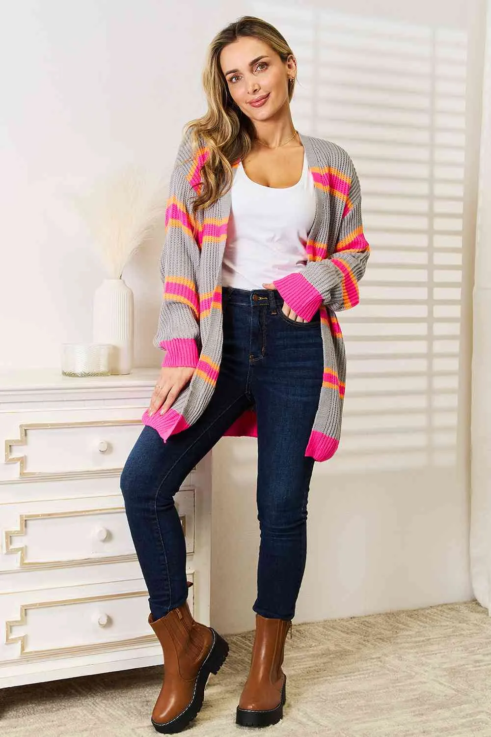 Valerie Woven Right Ribbed Long Sleeve Cardigan