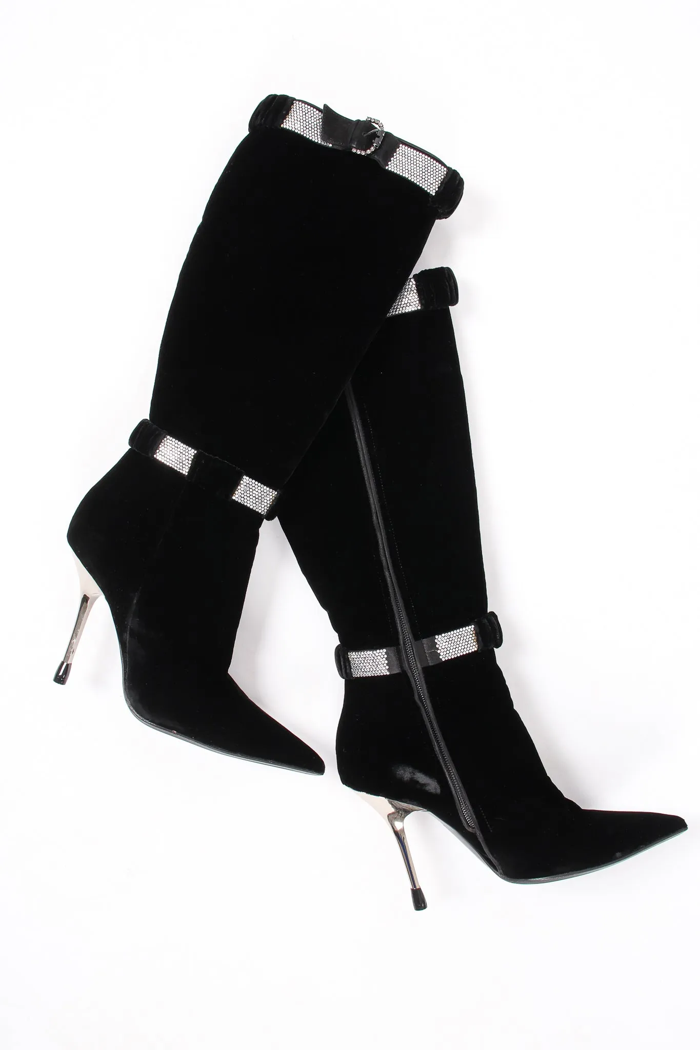 Velvet Rhinestone Boots