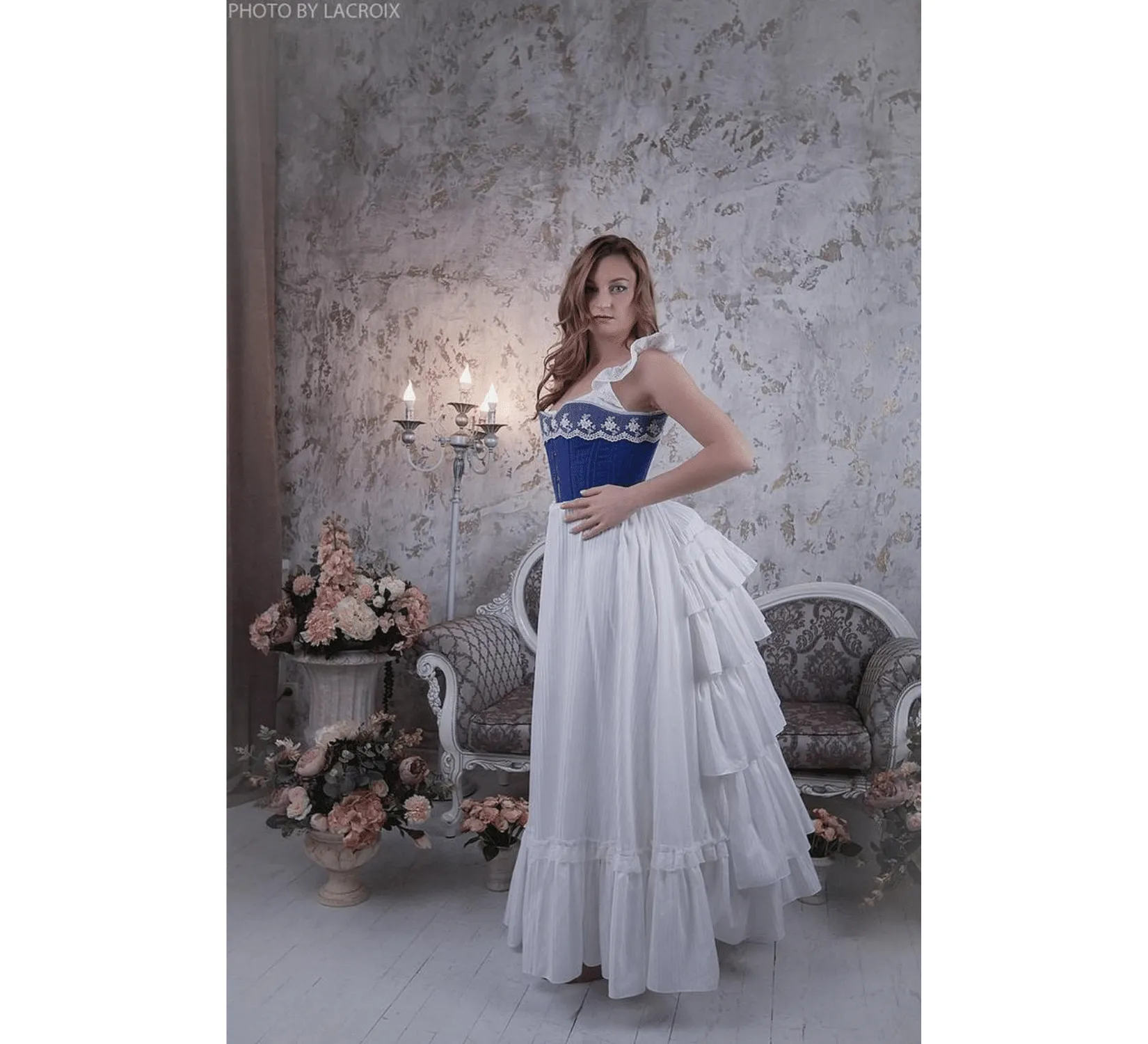 Victorian fashion lingerie blue corset