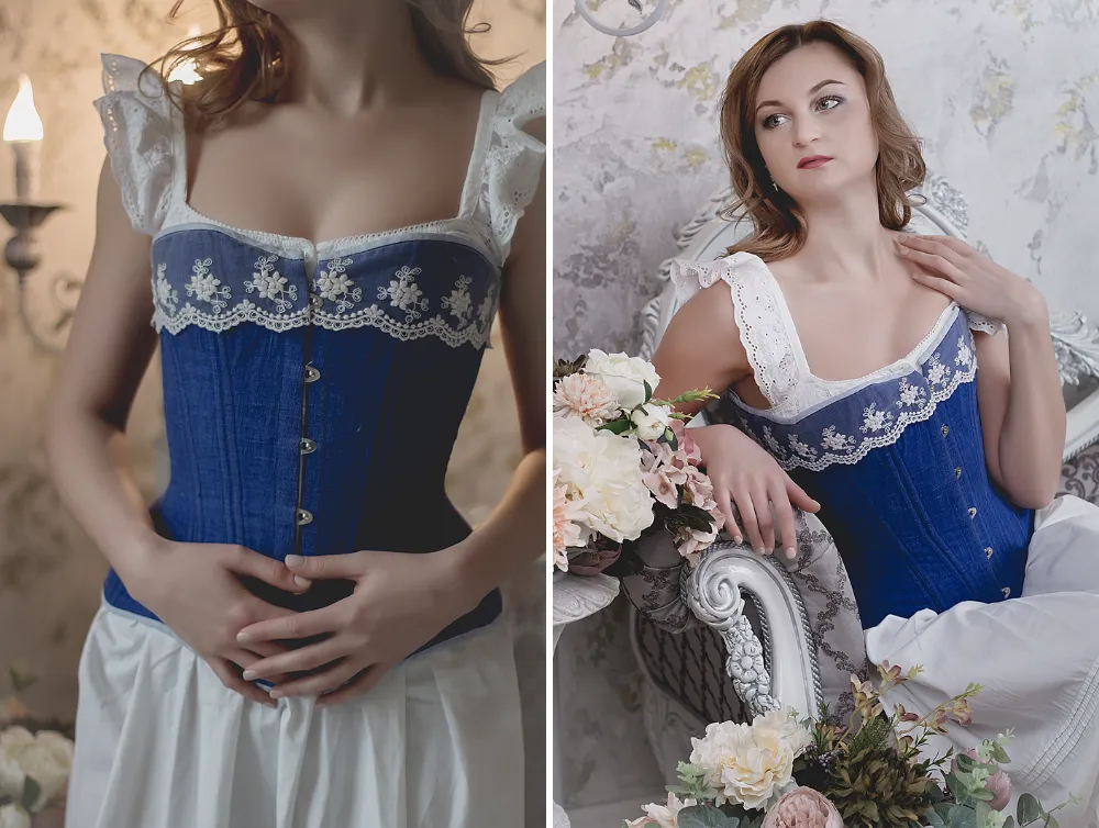 Victorian fashion lingerie blue corset