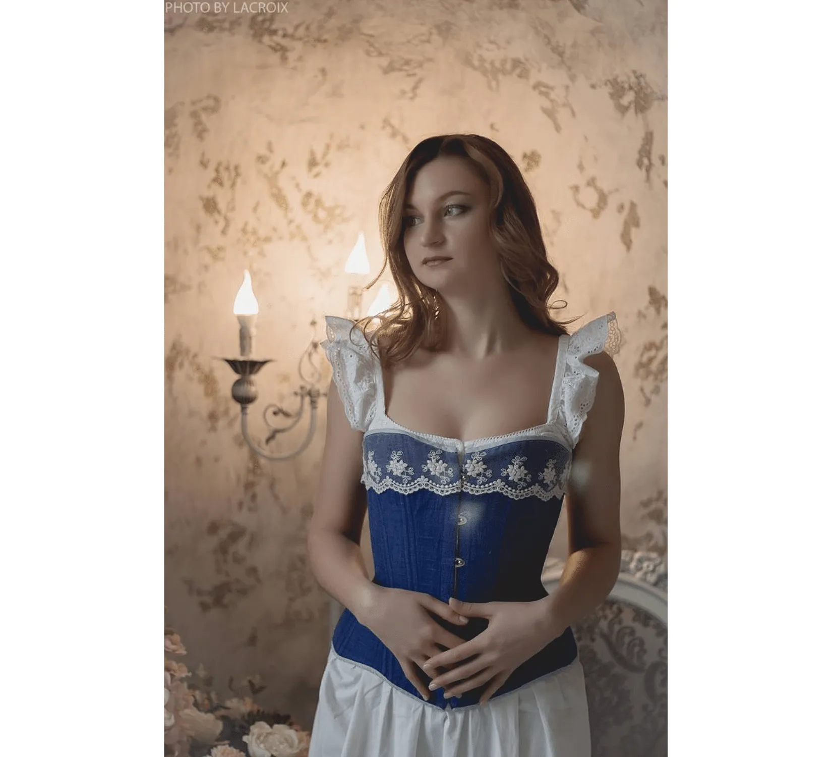 Victorian fashion lingerie blue corset