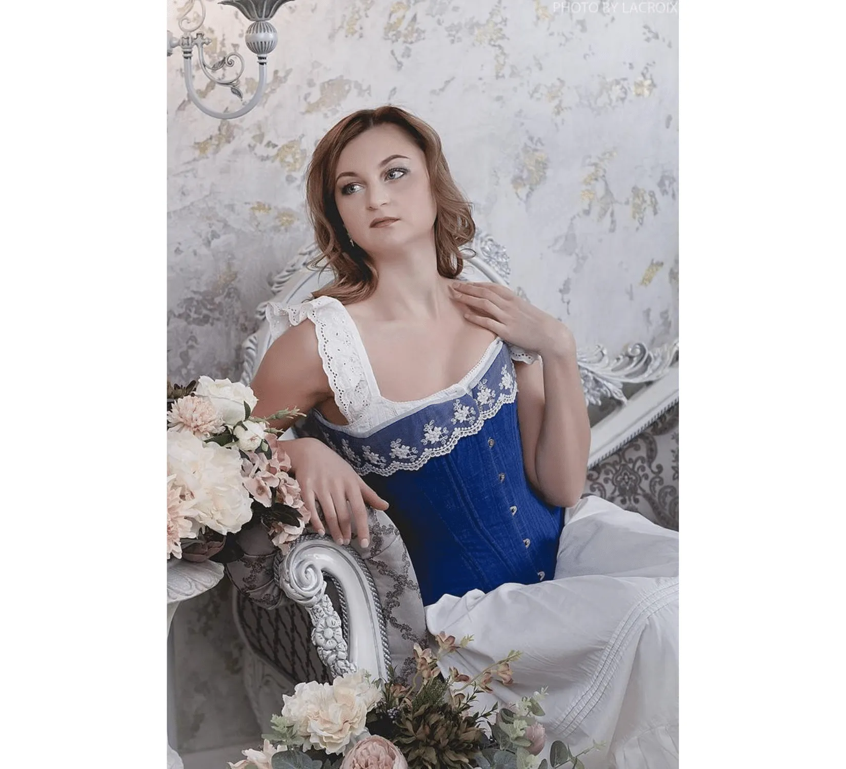 Victorian fashion lingerie blue corset