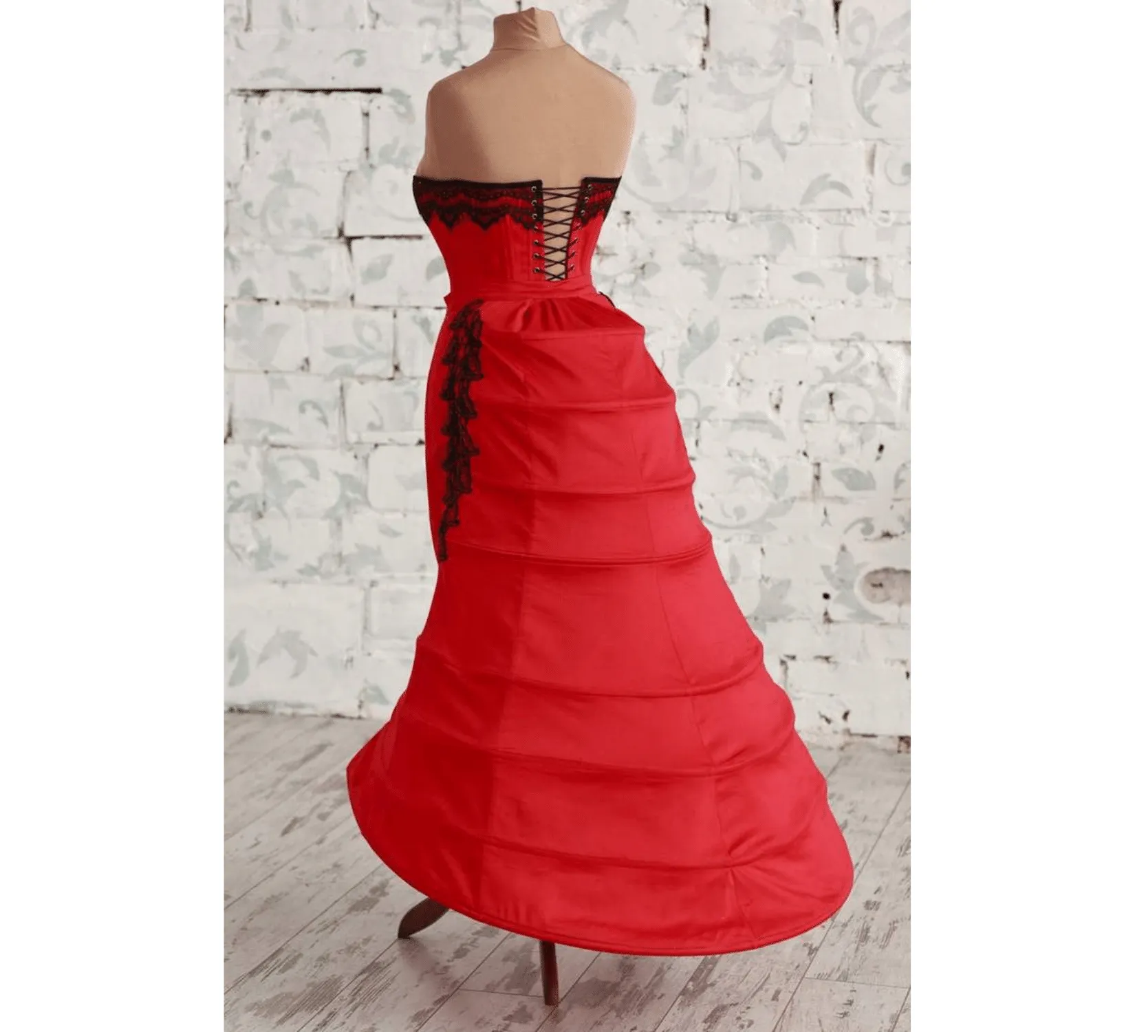 Victorian fashion red overbust corset