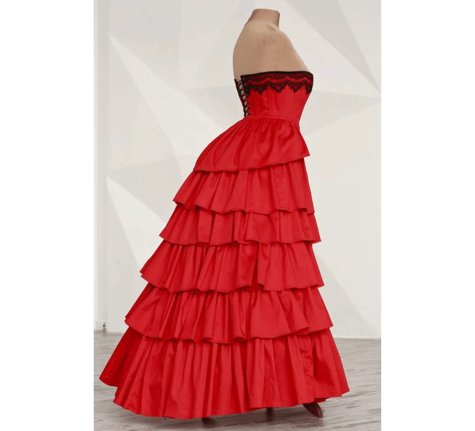 Victorian fashion red overbust corset