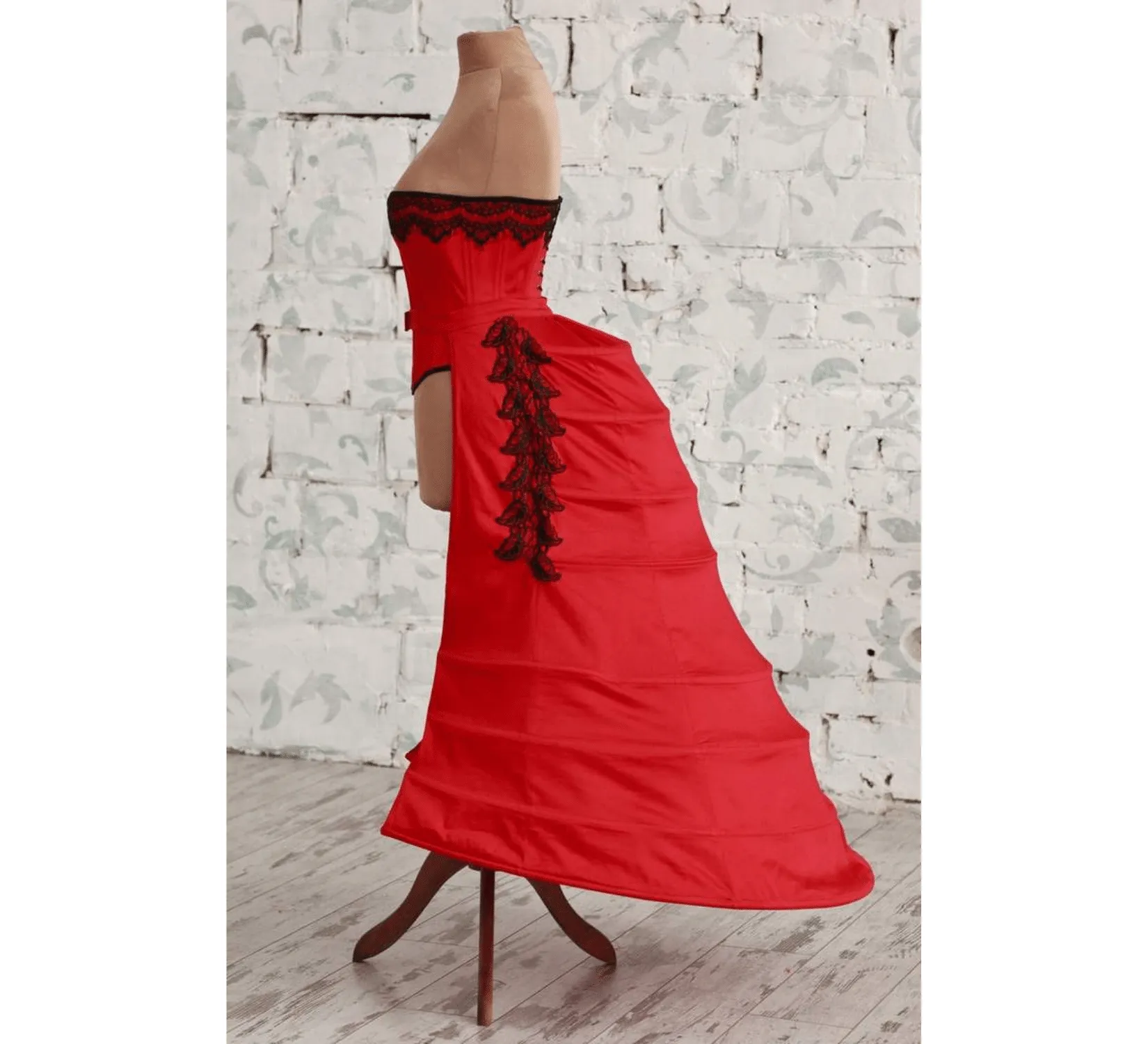 Victorian fashion red overbust corset