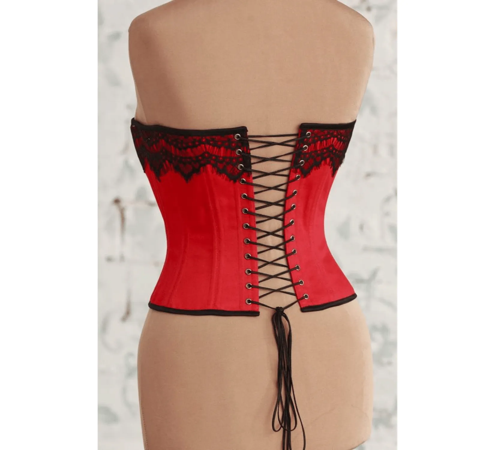 Victorian fashion red overbust corset