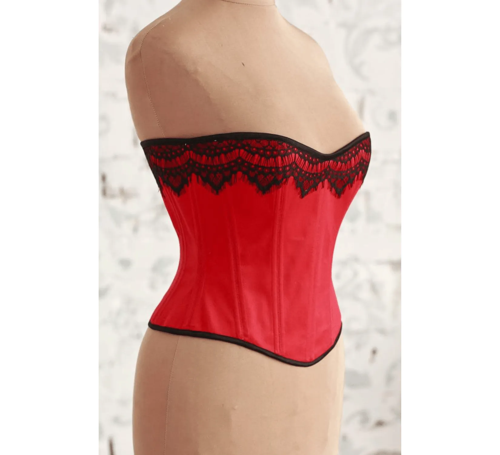 Victorian fashion red overbust corset