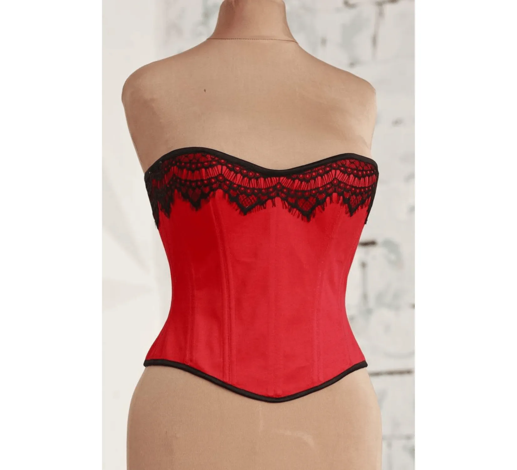 Victorian fashion red overbust corset