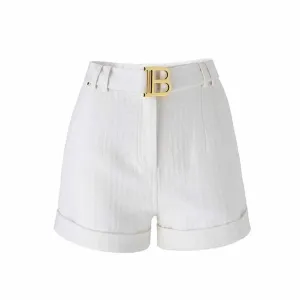 Women High Waist Belted Maze Pattern Shorts 6 colors
