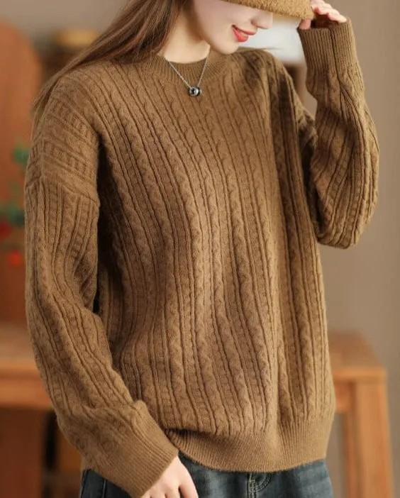 Women Minimalist Fashion Solid Casual Knitted Sweaters