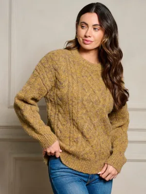 WOMEN'S LONG SLEEVE CABLE KNIT PULLOVER SWEATER