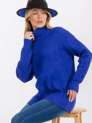 WOMEN'S LONG SLEEVE TURTLE NECK CABLE KNIT PULLOVER SWEATER