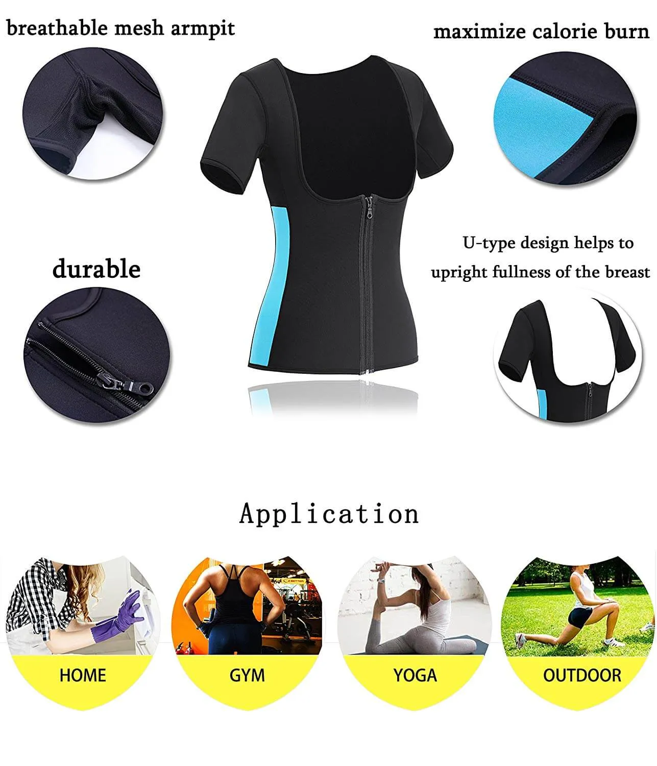 Women's Neoprene Sauna Vest with Sleeves