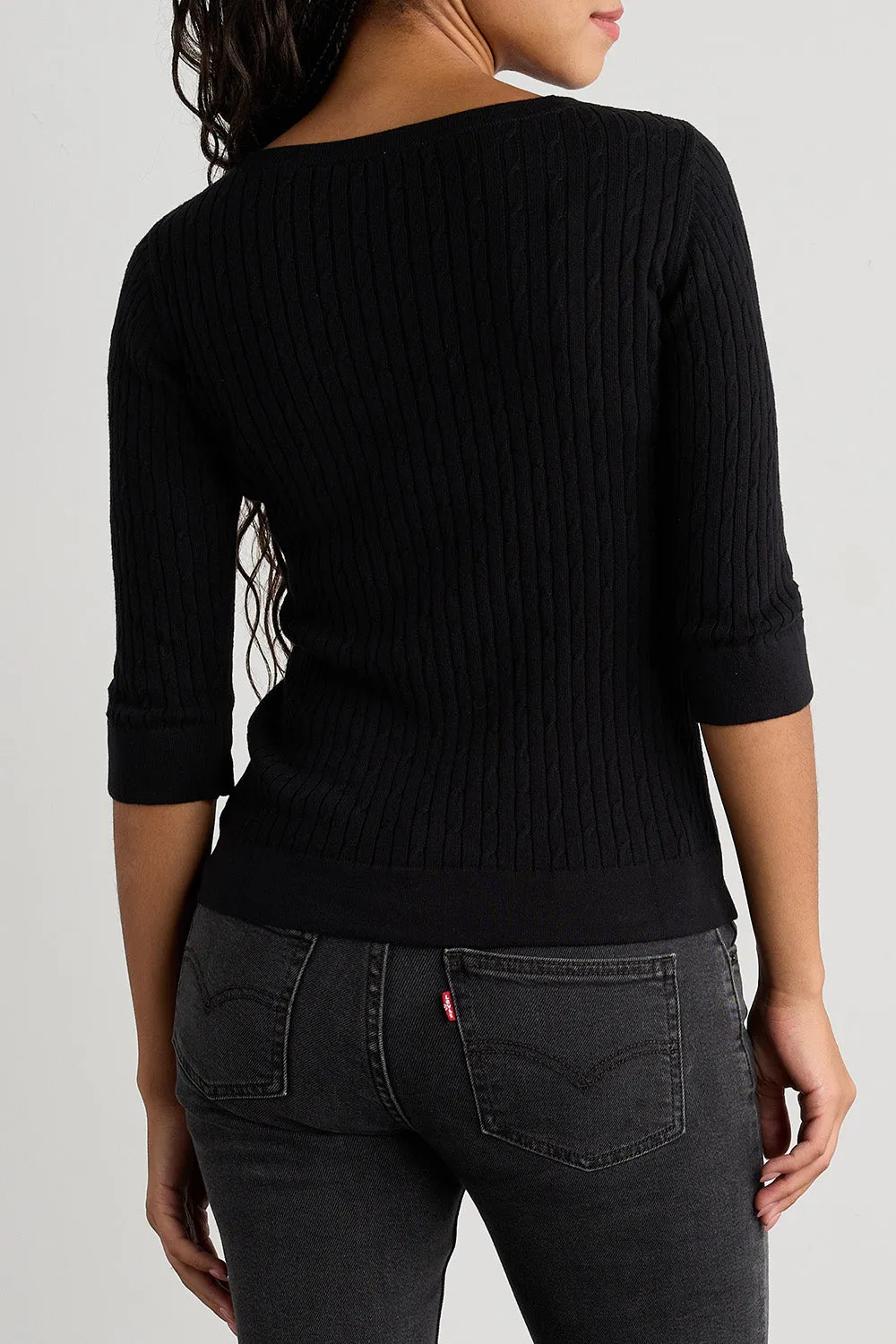 Women's Organic Cotton Cable Knit Boat Neck Sweater