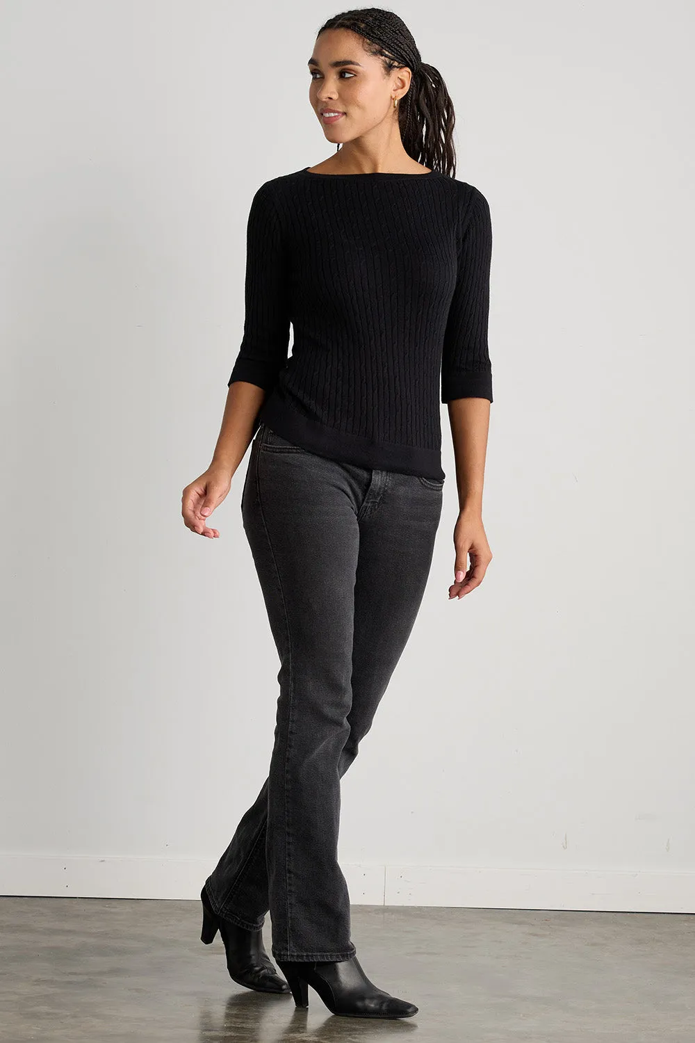 Women's Organic Cotton Cable Knit Boat Neck Sweater