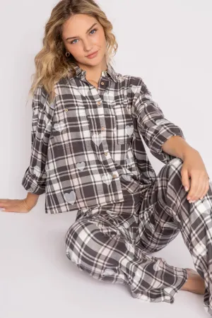 Women's P.J. Salvage | Mad for Plaid Two Piece Lounge Set | Charcoal