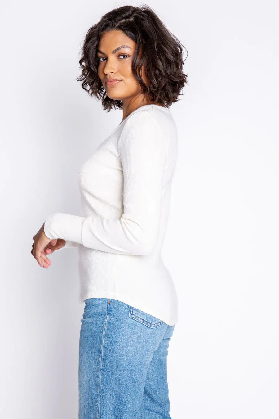 Women's PJ Salvage | Textured Lounge Long Sleeve Top | Stone