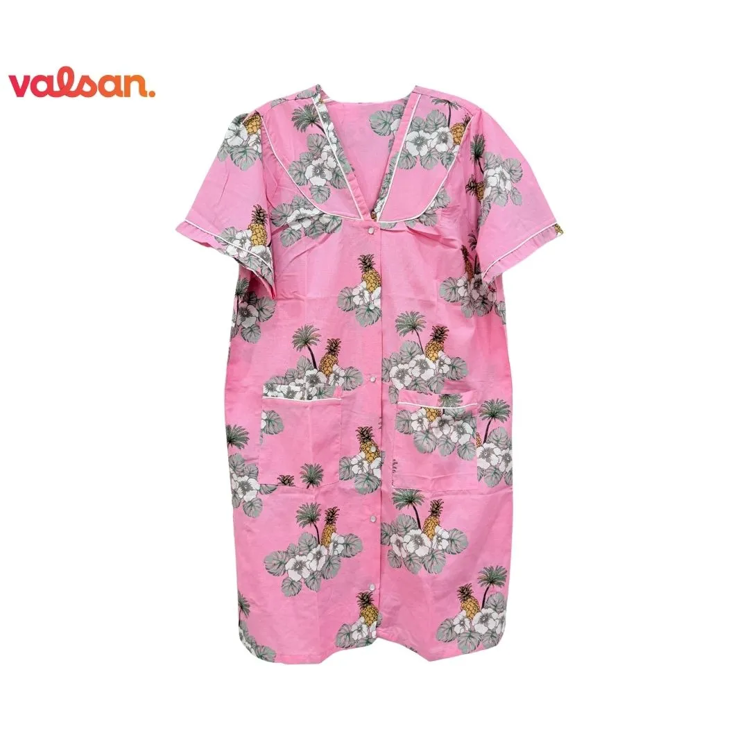 Women's Short Sleeve Snap Button Gown