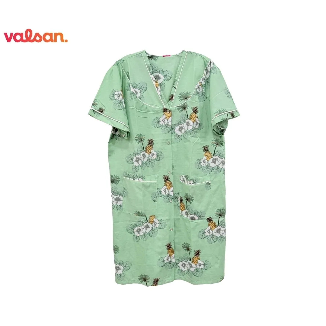 Women's Short Sleeve Snap Button Gown