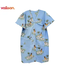 Women's Short Sleeve Snap Button Gown