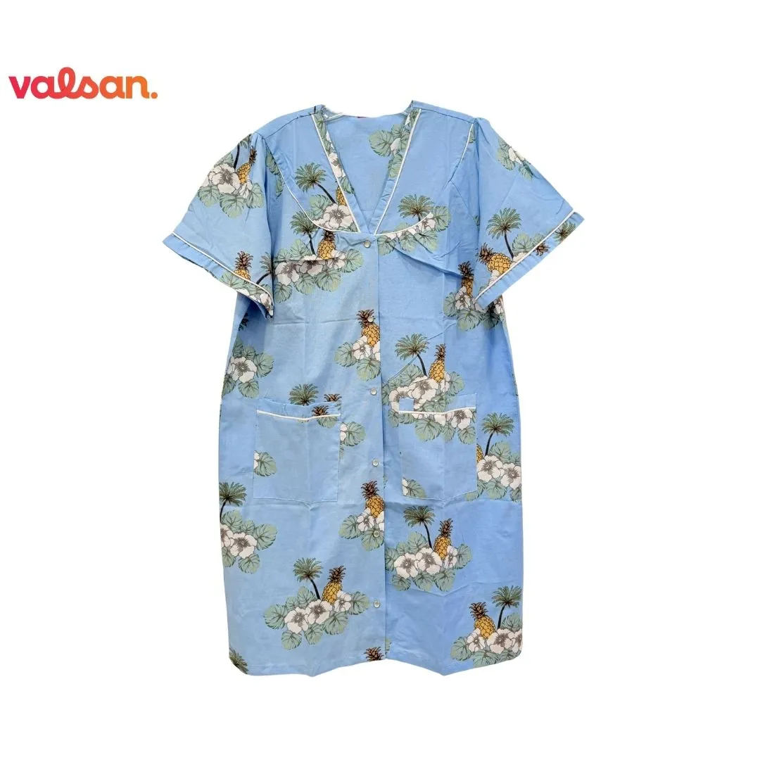 Women's Short Sleeve Snap Button Gown