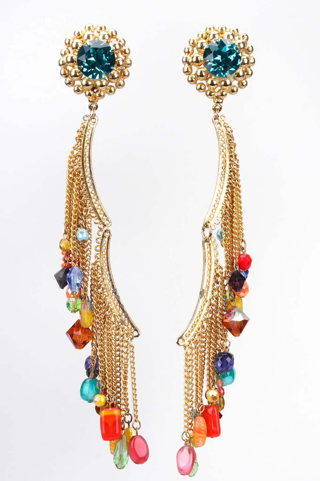 XL Rainbow Beaded Fringe Earring