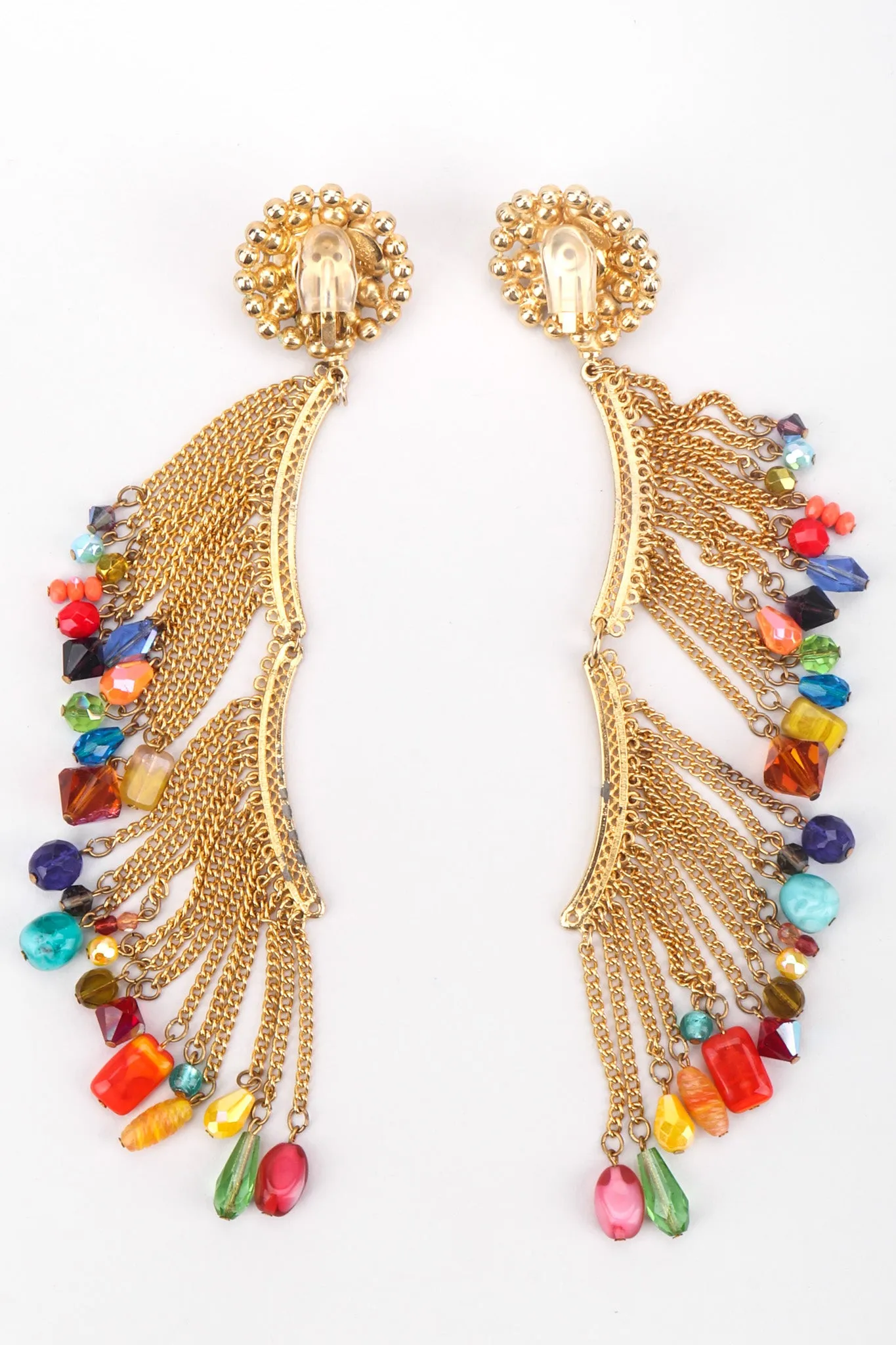 XL Rainbow Beaded Fringe Earring