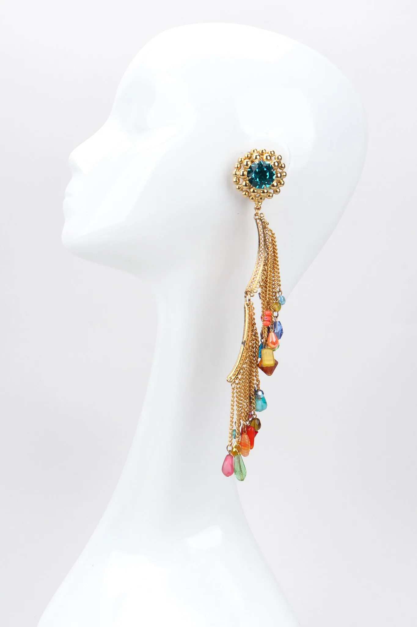 XL Rainbow Beaded Fringe Earring
