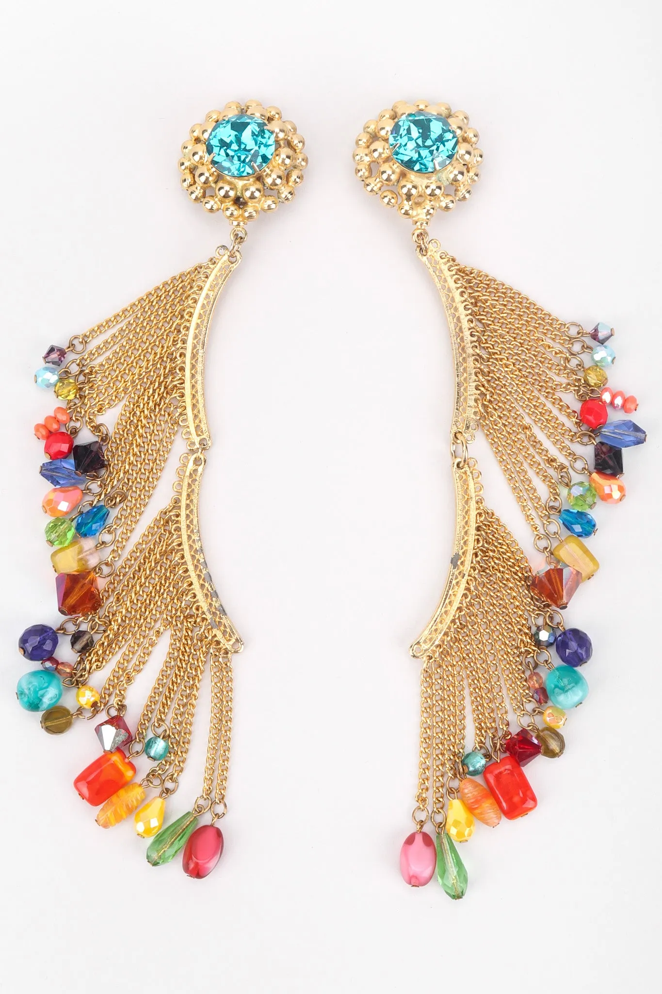 XL Rainbow Beaded Fringe Earring