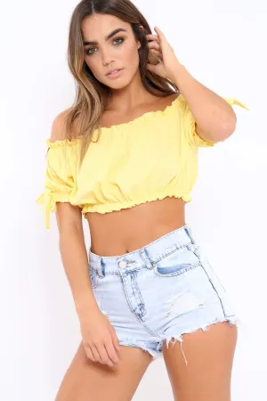 Yellow Ribbed Frill Gypsy Top - Maysia